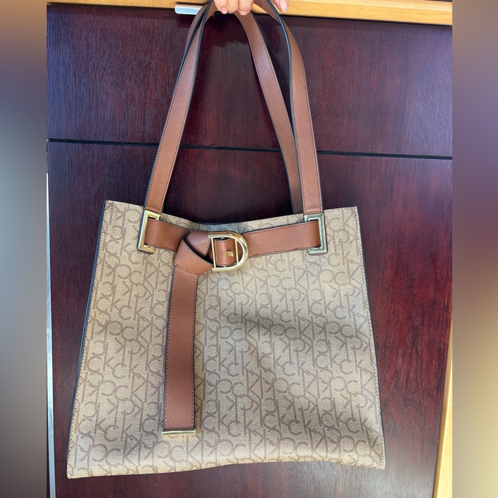 Brown Calvin Klein over the shoulder purse